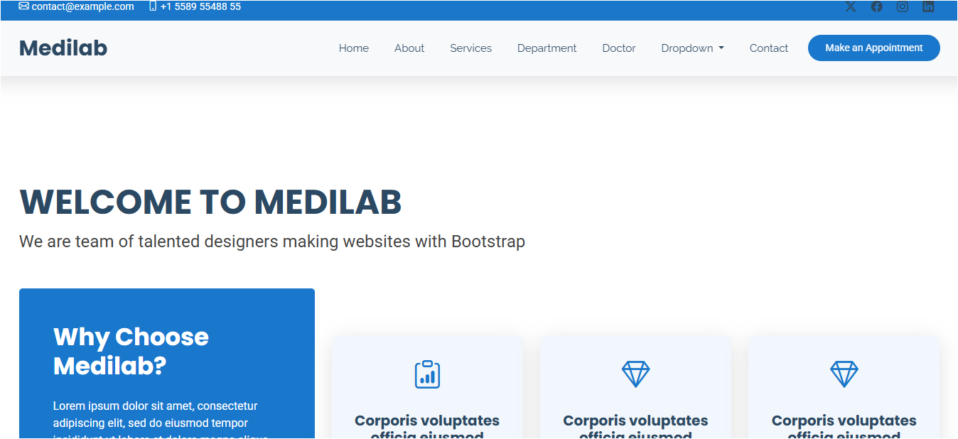 Health Center website preview